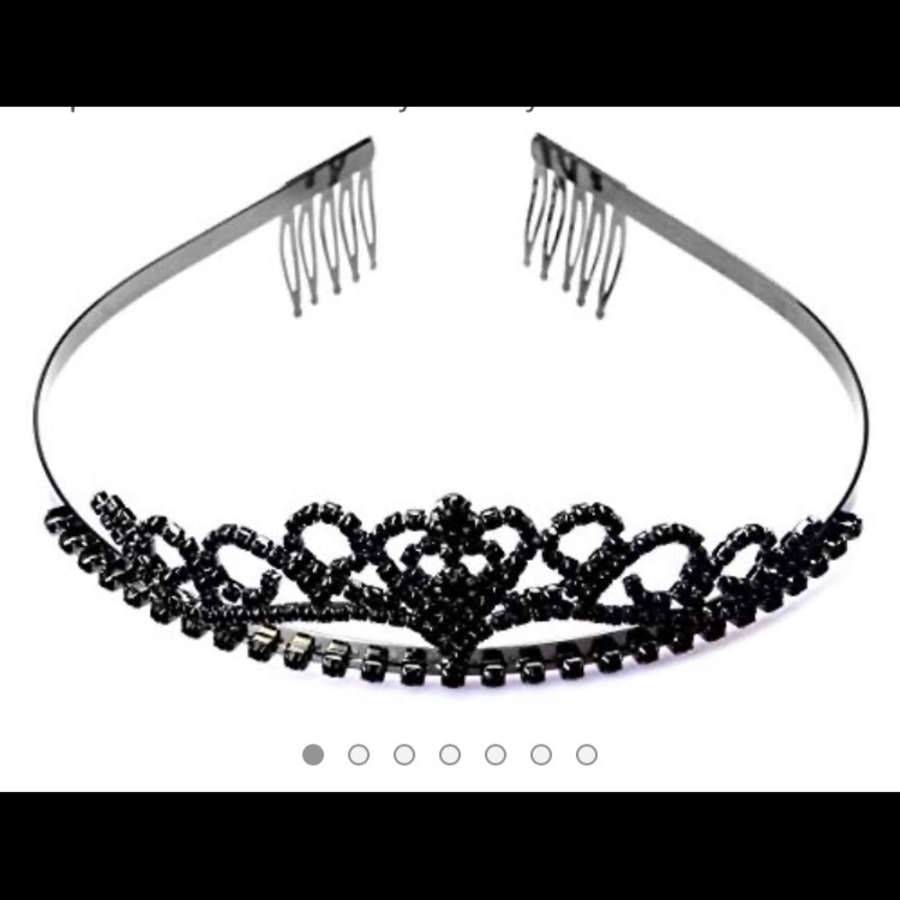 BLACK RHINESTONE TIARA CROWN